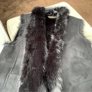 MARC NEW YORK BLACK FUR LONG VEST